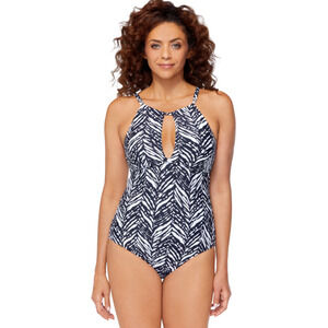 Leilani Womens Poolside Keyhole One Piece Swimsuit Size 12 10717